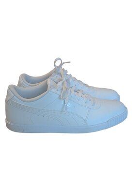 PUMA ~ Carina Leather White Sneakers Women’s Size 7.5 ~ Casual Lace-Up Shoes